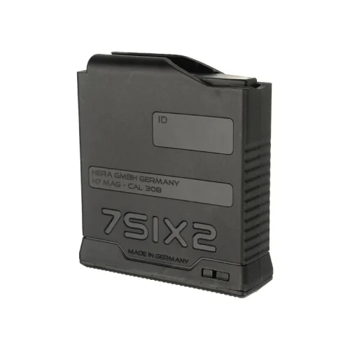 Black H7 mag 5 round .308 caliber magazine pointing left