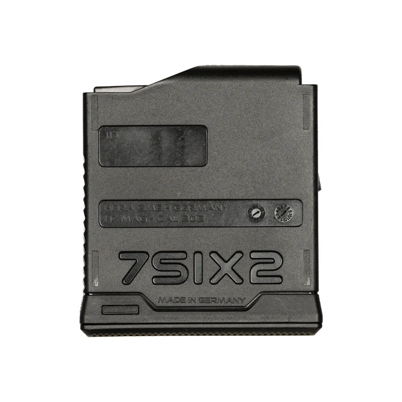 Black H7 mag 5 round .308 caliber magazine back facing