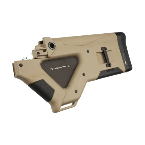 CQR GEN1.0 AK-47 buttstock in tan (FDE) state compliant version tilted left