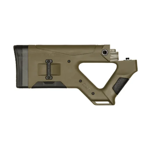 CQR Gen1.0 Buttstock in OD Green for AK-47 – MIL-SPEC design with adjustable length of pull, one of the most ergonomic stocks on the market, pointing right.