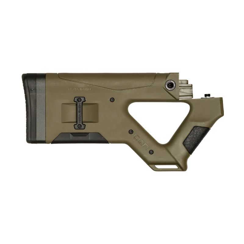 CQR Gen1.0 Buttstock in OD Green for AK-47 – MIL-SPEC design with adjustable length of pull, one of the most ergonomic stocks on the market, pointing right.