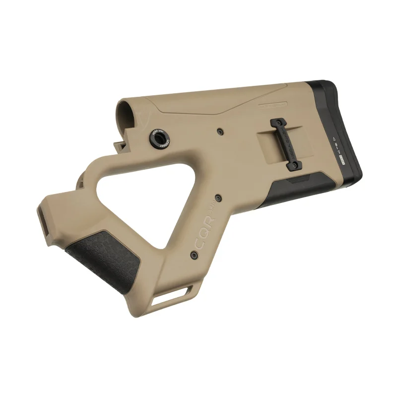 CQR GEN1.0 buttstock for AR-10 in tan (FDE) tilted left