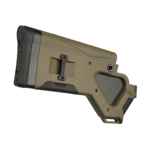 CQR GEN1.0 buttstock in OD Green for AR-10 (state restricted version) rear angle