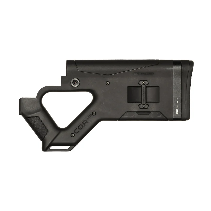 CQR GEN1.0 buttstock in black for AR-10 pointing left