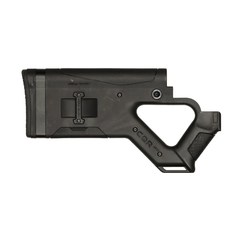 CQR GEN1.0 buttstock in black for AR-10 pointing right