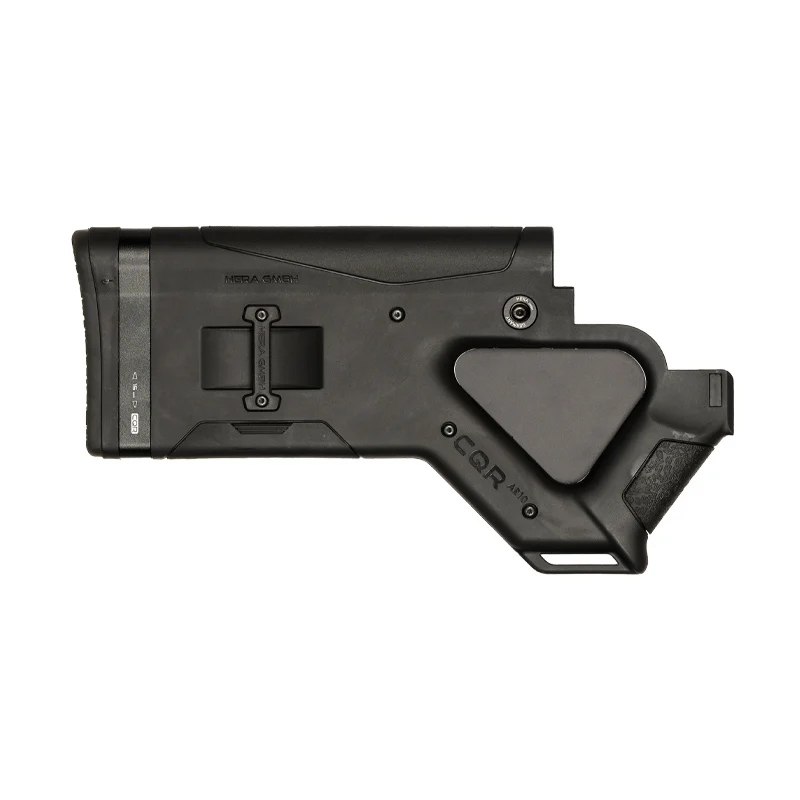 CQR GEN1.0 buttstock in black (state restricted version) for AR-10 pointing right
