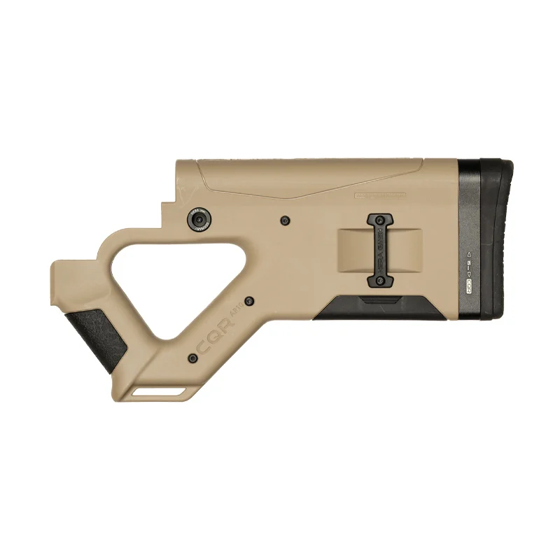 CQR GEN1.0 buttstock in tan (FDE) for AR-10 pointing left