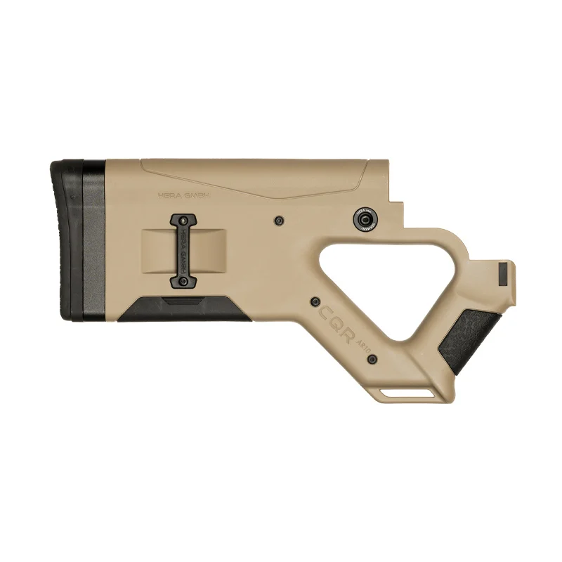 CQR GEN1.0 buttstock in tan (FDE) for AR-10 pointing right