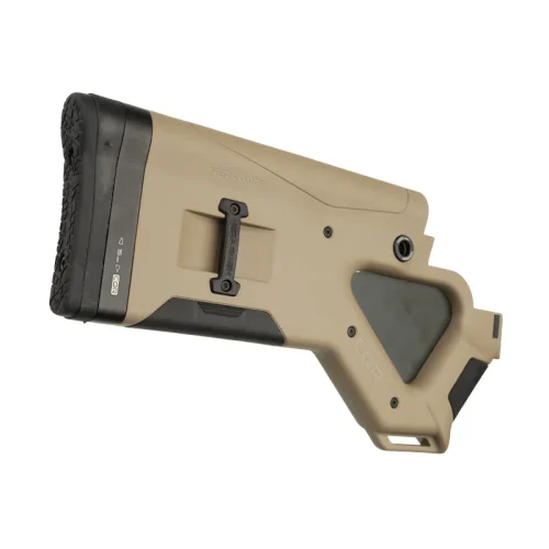 CQR GEN1.0 buttstock in tan (FDE) for AR-10 (state restricted version) rear angle