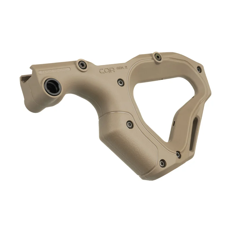 Angled pointing right perspective of the CQR GEN2.0 front grip in tan