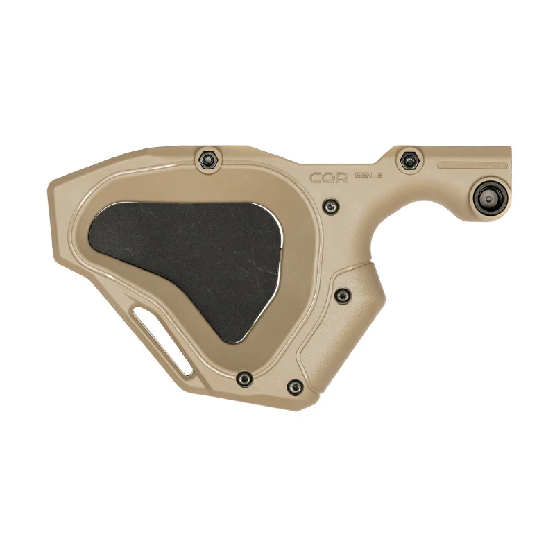 CQR GEN2.0 Front Grip in tan, state compliant version, pointing left, with black spacer.