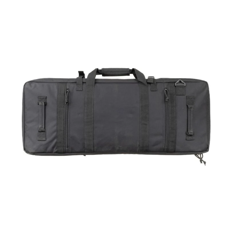 Backside of 33" black double rifle bag.